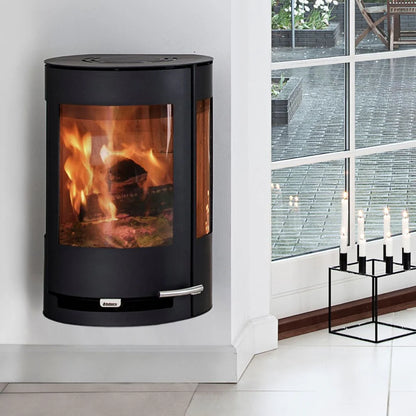 Vägghängd svart Aduro 9.4 braskamin med sidoglas från Villakomfort