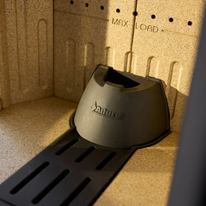 Närbild på den patenterade pelletsbrännaren inuti Aduro H1 hybridkamin