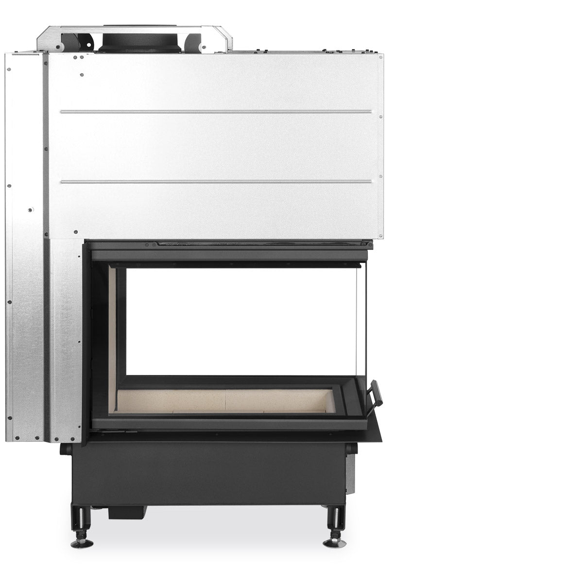 Sidoprofil av Romotop Heat U 50.52.70.24 tre-sidig insatskamin.