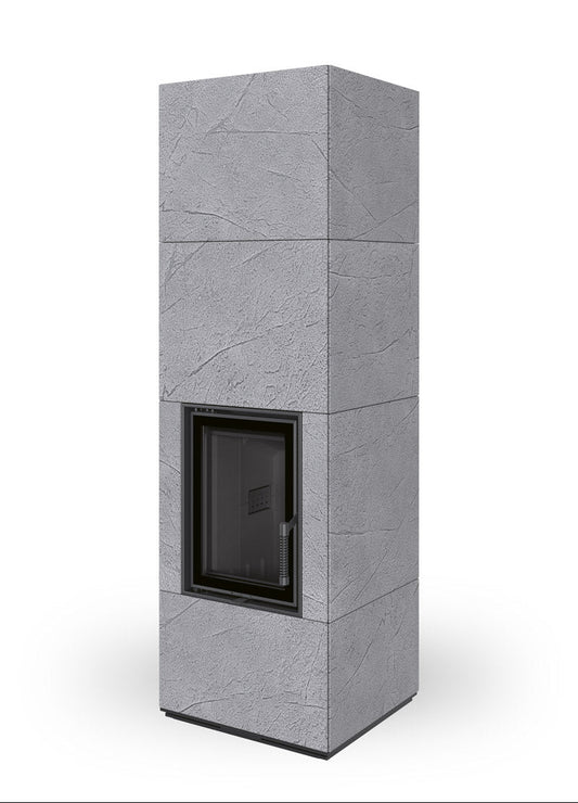 Romotop Nordac 60 Thermaline braskamin i ljusgrått utförande sedd från sidan.
